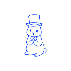 Simple black line drawing of a sleeping fox