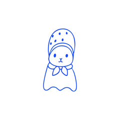 Simple black line drawing of a cartoon cat's head