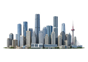 Obraz premium Modern city skyline isolated on transparent background