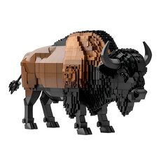 Pixelated bison illustration