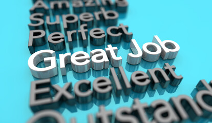 Great Job Outstanding Work Good Excellent Performance Review Words 3d Illustration