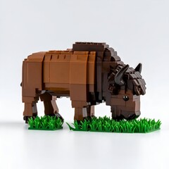 Pixelated bison toy