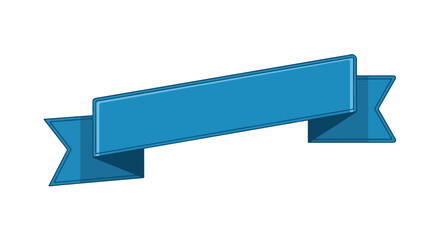 Isolated light blue ribbon banner with decorative ends, graphic element for text, advertisement or design, simple object