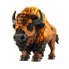 Pixelated bison portrait