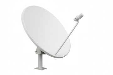 Wireless communication parabolic antenna mounting against clean backdrop, receiving satellite signals for global data transmission