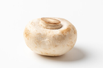 Fresh Organic Champignon Mushrooms on White Background, Healthy Eating Concept
