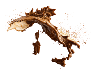 Chocolate splash in Italy shape