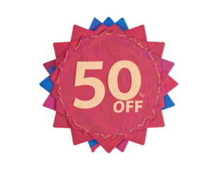 Promo Starburst Label Half Off on White Background