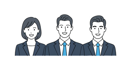 Professional team of diverse business people smiling confidently, ready for success in modern corporate environment