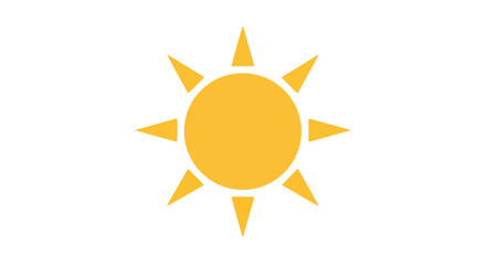 Stylized sunshine symbol radiates warmth and brightness against a stark white backdrop, perfect for minimalist designs and concepts