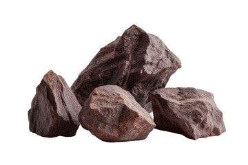 Obraz premium Dark brown rocks piled on black background