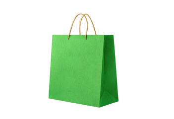 A vibrant lime green paper shopping bag with gold handles