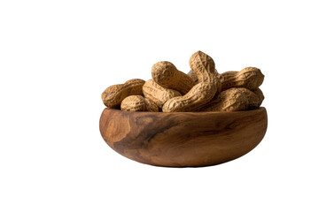 Peanuts in a wooden bowl