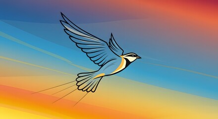 Obraz premium Vector Bird Flying in a Colorful Sky