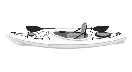 Crisp visual of white sit-on-top kayak with paddle rests, ideal for kayaking enthusiasts, promotes outdoor water adventures and water sports