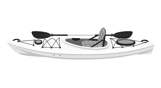 Crisp visual of white sit-on-top kayak with paddle rests, ideal for kayaking enthusiasts, promotes outdoor water adventures and water sports