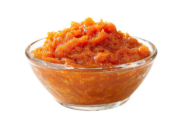 Orange puree in a glass bowl