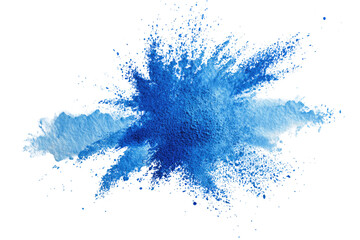 A vibrant explosion of vibrant, light-blue powder.  A dynamic, abstract design