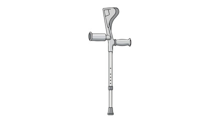 Illustration showcasing an elbow crutch used for support and mobility after an injury or surgery isolated on a white background for medical or