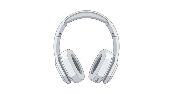 White headphone illustration for audio technology showcasing modern design and sound experience for music lovers and podcast enthusiasts in a clean