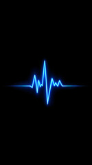 Blue glowing heartbeat pulse line on black background