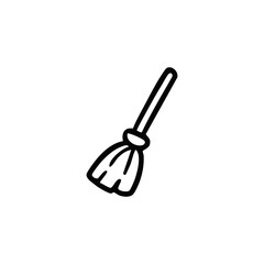 Simple black line drawing of a broom