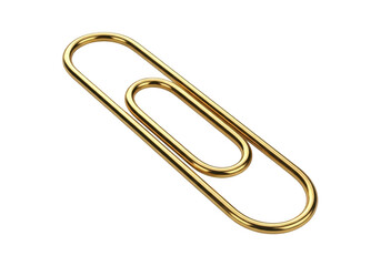 Golden paperclip isolated on transparent background