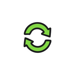 Circular, double-headed, green arrows on a white background
