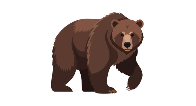 Stylized brown bear illustration depicting strength and wildlife nature in cartoon form, isolated on a white background illustration graphics art