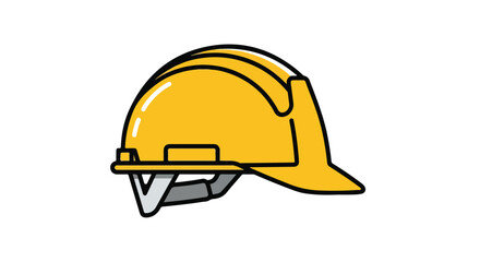 Fototapeta premium Illustrative depiction of a robust yellow construction helmet with a distinct outline ideal for various creative applications