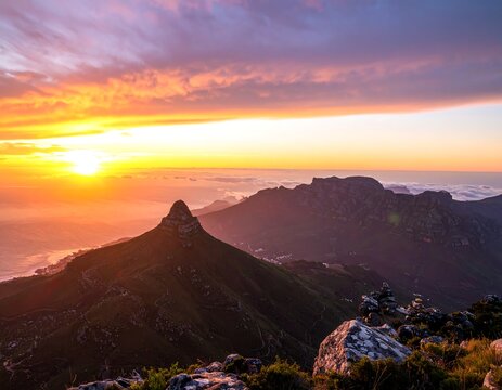 Sunrise over mountain range