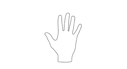 Fototapeta premium Outlined human hand reaching up, minimalist design element and gesture concept for graphic design and creative projects illustration for website and