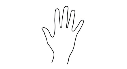 Minimalist representation of a hand displaying five fingers with clean lines in a graphic illustration on a stark white background suitable for