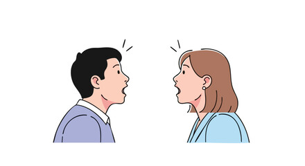 Two people sharing shocking news with wide eyes and open mouths in a surprise moment