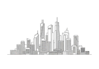 Naklejka premium Cityscape silhouette isolated on transparent background