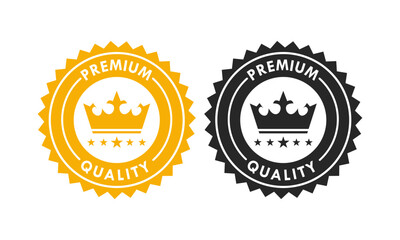 Premium Quality vintage badge collection. Vector logo seal with a royal crown and stars, symbolizing luxury and excellence