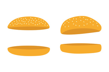 Illustration bun burger without meat and vegetable