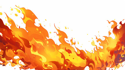 白い背景に映える燃え盛る炎の効果を大胆に描いた高品質なグラフィック素材、イラストレーション風の抽象的なデザインで、ポスターや広告、デジタルアートの背景にも適した汎用的なイメージ作品