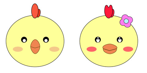 Cute Chick Expressions Set – Neutral & In Love
