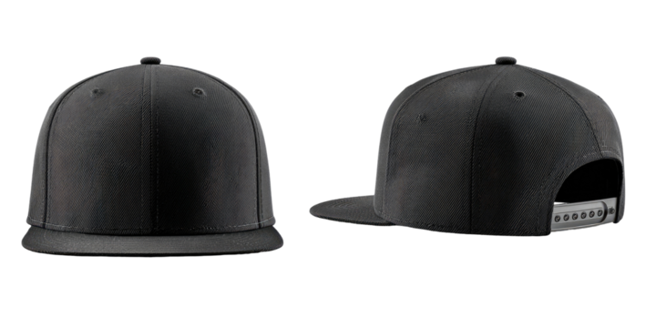 A dark gray/black structured baseball cap, presented in a 3/4 view