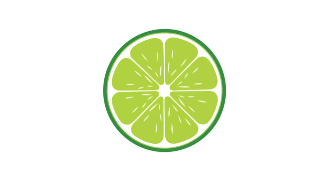 Vibrant lime slice illustration with crisp white background, radiating freshness and citrusy zest, suitable for various creative and culinary themes