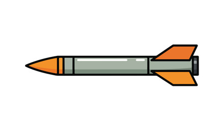 Stylized depiction of an orange and grey missile isolated against a white background indicating a concept of weaponized technology