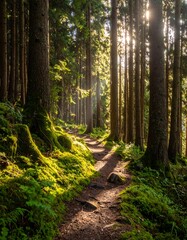 Sunlit Forest Trail