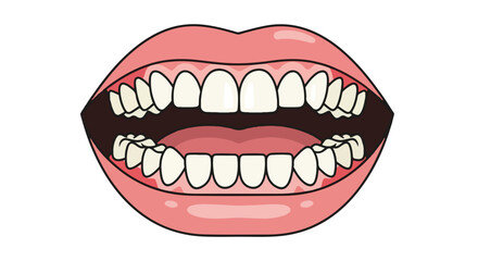 Anatomical illustration showcasing the human mouth structure with teeth, gums, and oral cavity representation used for dental or educational purposes