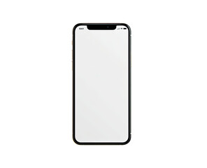 A modern smartphone, front-facing, with a blank white screen.  The phone's edges are a dark, metallic color, and the device is rectangular