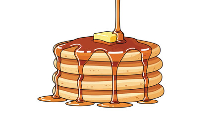 Illustration of a stack of golden pancakes with butter and syrup, promising a delectable breakfast or dessert experience
