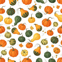Festive Fall Harvest A Colorful Pumpkin and Gourd Pattern.