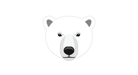 Naklejka premium Minimalist polar bear head illustration with clean vector design elements on a bright white background