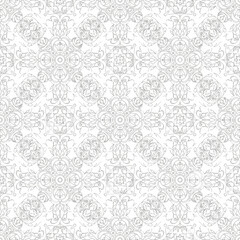 Intricate Black and White Seamless Pattern with Ornate Floral Motifs.