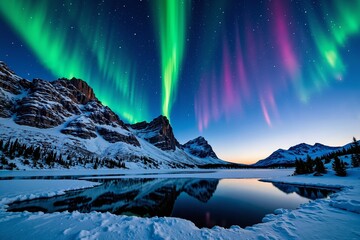 Aurora Over Mountains
